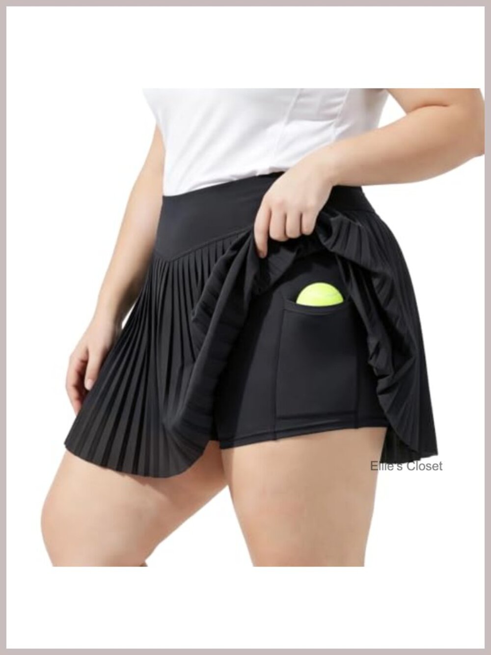 Women's Plus Size Pleated Tennis Skirt with Pockets and Built-in Shorts High